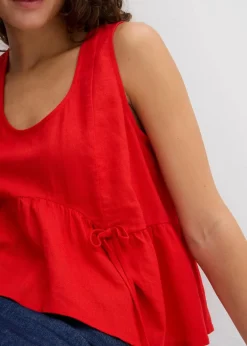 Blusentop aus luftigem Leinen-Mix|bonprix New