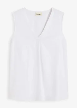 bonprix Bekleidung·Jacken & Mäntel|Blusen & Tuniken|Blusentop aus luftigem Leinen-Mix weiß