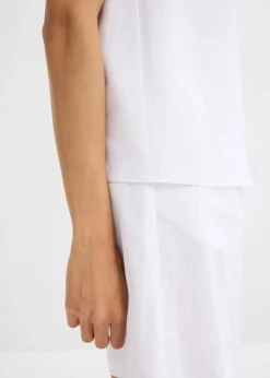 bonprix Bekleidung·Jacken & Mäntel|Blusen & Tuniken|Blusentop aus luftigem Leinen-Mix weiß