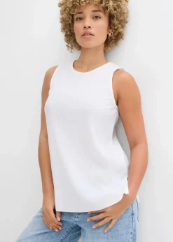 bonprix Bekleidung·Jacken & Mäntel|Blusen & Tuniken|Blusentop aus recyceltem Polyester wollweiß