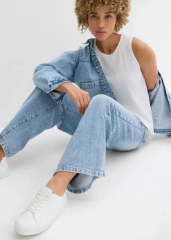 bonprix Bekleidung·Jacken & Mäntel|Blusen & Tuniken|Blusentop aus recyceltem Polyester wollweiß