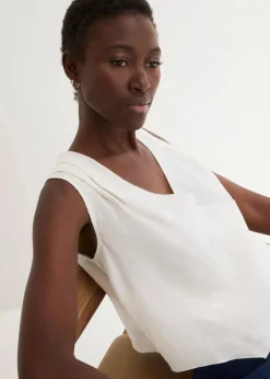 Blusentop aus reinem Leinen in Wickeloptik|bonprix Sale