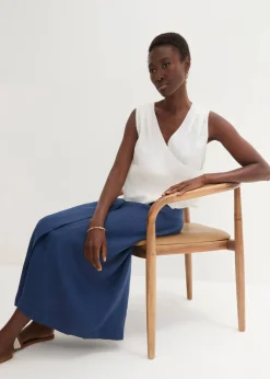 Blusentop aus reinem Leinen in Wickeloptik|bonprix Sale