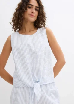 bonprix Bekleidung·Jacken & Mäntel|Blusen & Tuniken|Blusentop aus reiner Baumwolle zartblau/weiß gestreift