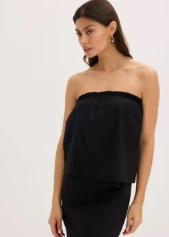 Blusentop mit Leinenanteil|bonprix Outlet