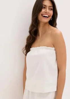 Blusentop mit Leinenanteil|bonprix Discount