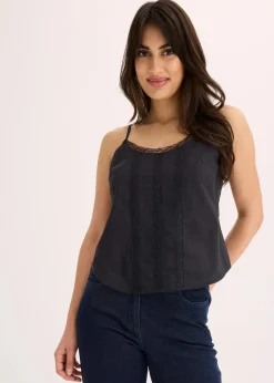 Blusentop mit Lochstickerei aus reiner Baumwolle|bonprix Discount