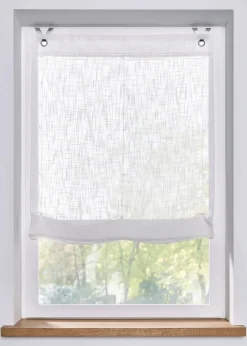 bonprix Raffrollos|Bändchenrollo in Leinen Optik weiss