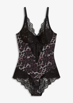bonprix Große Cups D-H|Nachhaltigere Materialien|Body mit integriertem Schalen-BH leo bedruckt