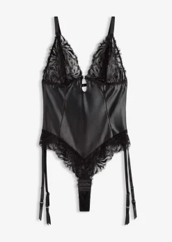 Body mit Wetlook und abnehmbaren Strapshalter|bonprix New