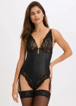 Body mit Wetlook und abnehmbaren Strapshalter|bonprix New