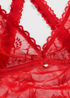 bonprix Wäsche·Bodies|Wäsche·Dessous|Body ohne Bügel aus zarter Spitze tiefrot