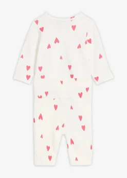 bonprix Bodys & Strampler|Baby Wäsche|Body und Hose (2-tlg.Set) wollweiß/granatapfelrot bedruckt