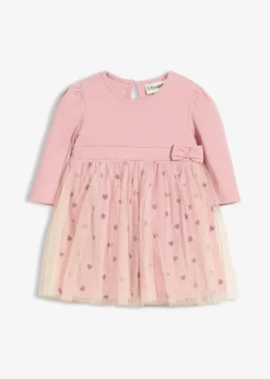 bonprix Overalls & Sets|Bio Baumwolle|Bodykleid aus Bio-Baumwolle mit kleinen Herzen-Print aschrosa bedruckt