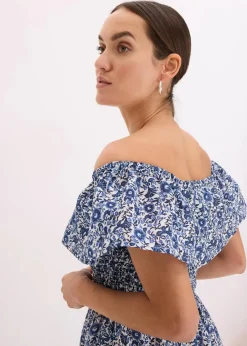 Boho-Midikleid mit Carmenausschnitt aus leichter Baumwolle|bonprix Online