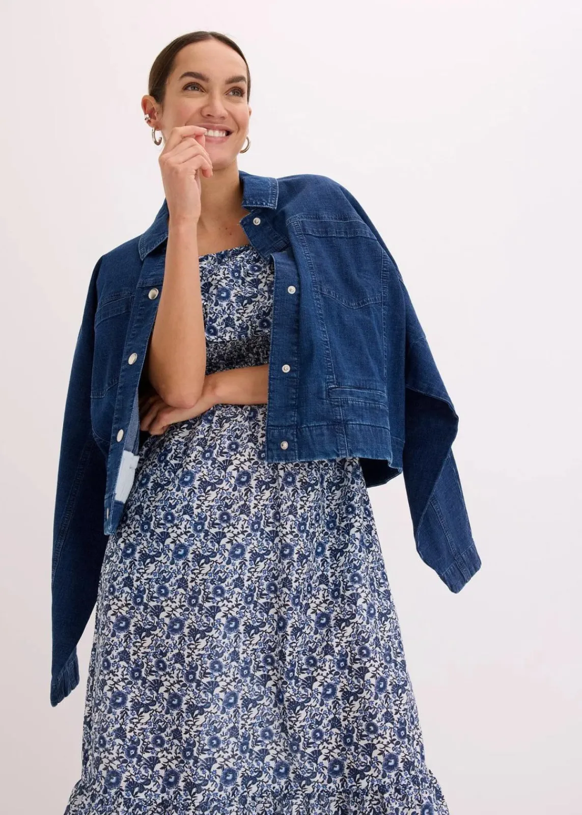 Boho-Midikleid mit Carmenausschnitt aus leichter Baumwolle|bonprix Online