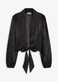 bonprix Bekleidung·Hosen|Festliche Mode|Bolero aus feinem Tüll mit Binde-Detail schwarz