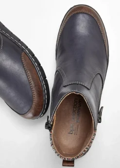 bonprix Komfortschuhe|Boots|Boot aus Leder dunkelblau/braun