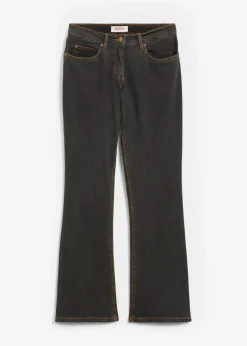 bonprix Jeans|Kurzgrößen|Bootcut Jeans High Waist, Stretch schwarz