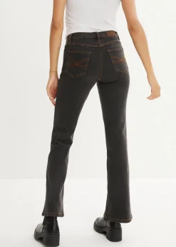 bonprix Jeans|Kurzgrößen|Bootcut Jeans High Waist, Stretch schwarz