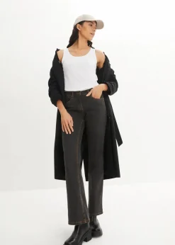 bonprix Jeans|Kurzgrößen|Bootcut Jeans High Waist, Stretch schwarz