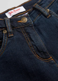 bonprix Jeans|Kurzgrößen|Bootcut Jeans High Waist, Stretch dunkelblau