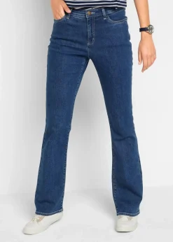 bonprix Jeans|Bekleidung·Shirts & Tops|Bootcut Jeans Mid Waist, Bio-Baumwolle blau