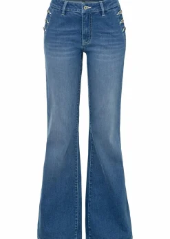 Bootcut Jeans Mid Waist, Bio-Baumwolle|bonprix Sale
