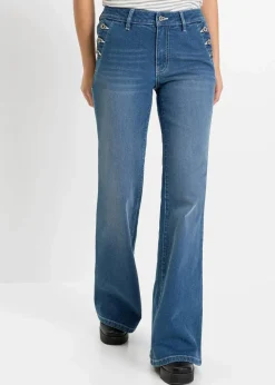 Bootcut Jeans Mid Waist, Bio-Baumwolle|bonprix Sale