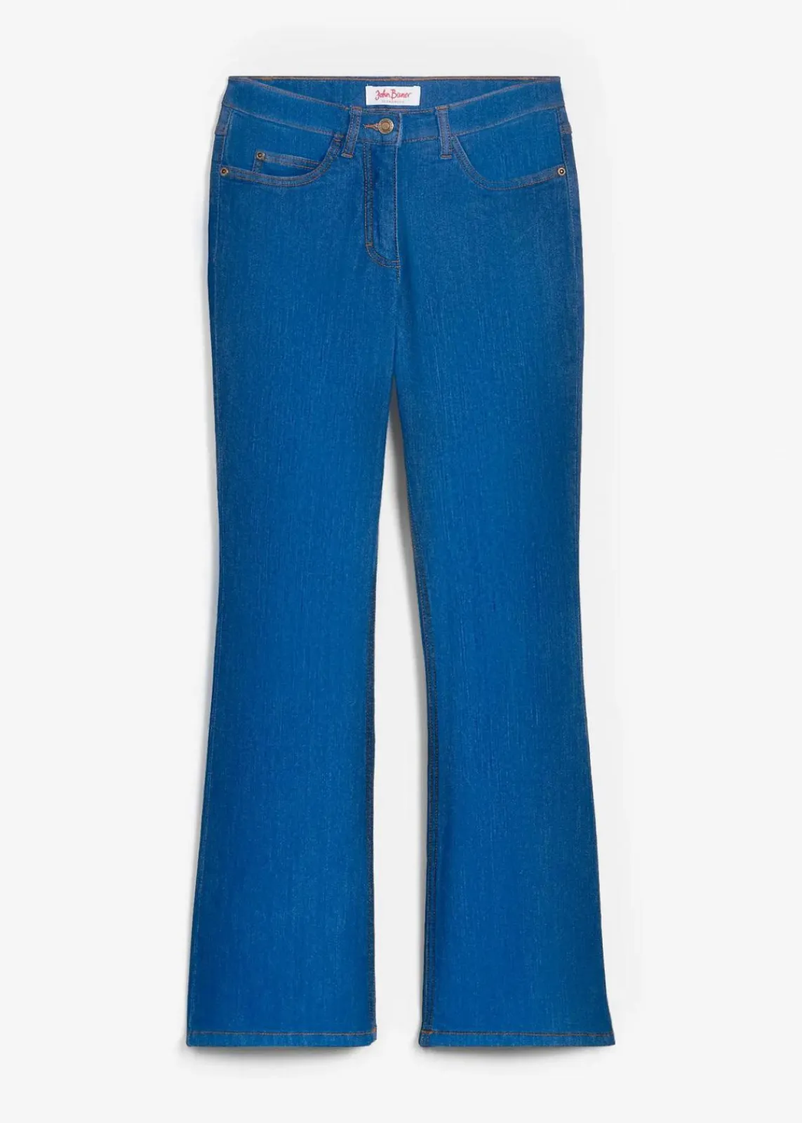 bonprix Jeans|Kurzgrößen|Bootcut Jeans Mid Waist, Stretch blau