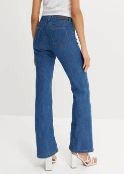 bonprix Jeans|Kurzgrößen|Bootcut Jeans Mid Waist, Stretch blau