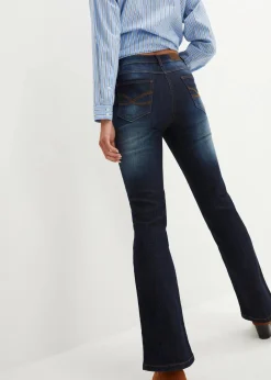 bonprix Jeans|Kurzgrößen|Bootcut Jeans Mid Waist, Stretch dunkelblau used