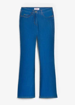 bonprix Jeans|Kurzgrößen|Bootcut Jeans Mid Waist, Stretch blau