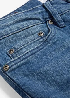 bonprix Jeans|Kurzgrößen|Bootcut Jeans Mid Waist, Stretch blau used