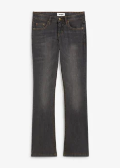 bonprix Jeans|Kurzgrößen|Bootcut Jeans Mid Waist, Stretch schwarz used