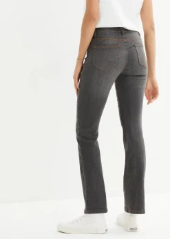 bonprix Jeans|Kurzgrößen|Bootcut Jeans Mid Waist, Stretch schwarz used