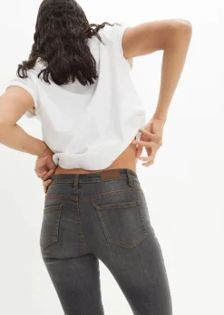 bonprix Jeans|Kurzgrößen|Bootcut Jeans Mid Waist, Stretch schwarz used