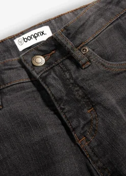 bonprix Jeans|Kurzgrößen|Bootcut Jeans Mid Waist, Stretch schwarz used