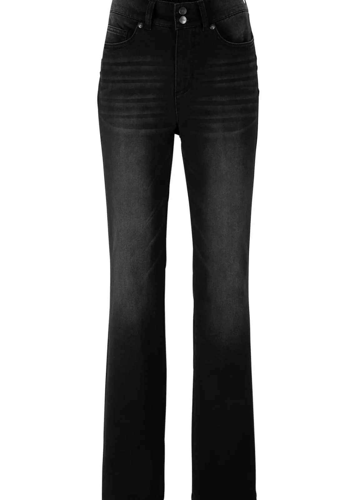 bonprix Bekleidung·Shirts & Tops|Jeans|Bootcut Jeans Mid Waist, Shaping schwarz denim