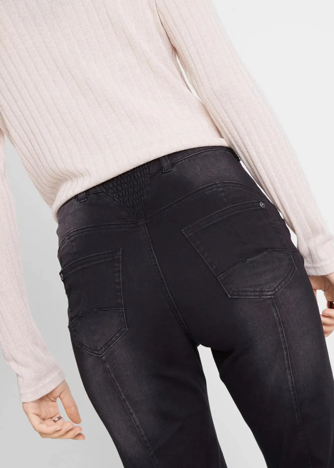 bonprix Bekleidung·Shirts & Tops|Jeans|Bootcut Jeans Mid Waist, Shaping schwarz denim