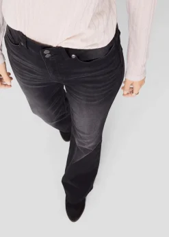 bonprix Bekleidung·Shirts & Tops|Jeans|Bootcut Jeans Mid Waist, Shaping schwarz denim