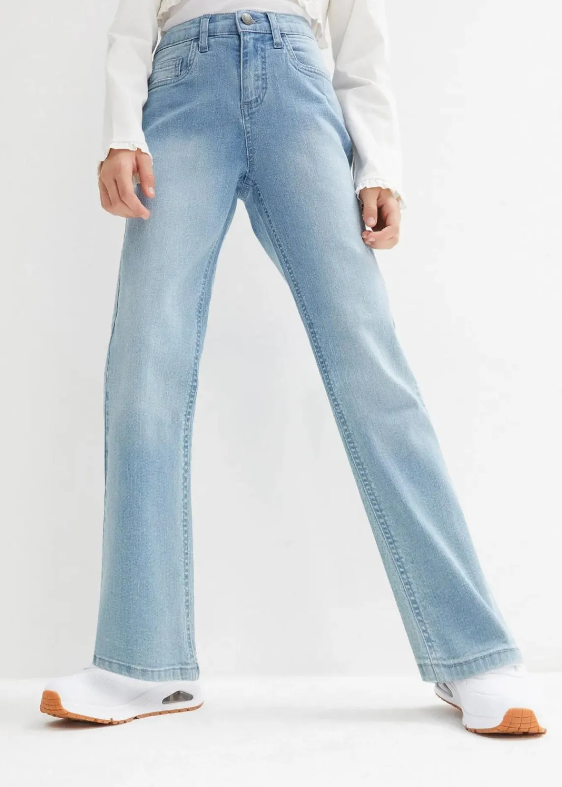 bonprix Mädchen 9-16 Jahre·Jeans|Bootcut-Jeans Mid Waist hellblau denim