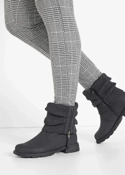 bonprix Boots|Schuhe & Accessoires In Spezialgrößen·Schuhe In Übergröße|Boots mit Strickeinsatz anthrazit