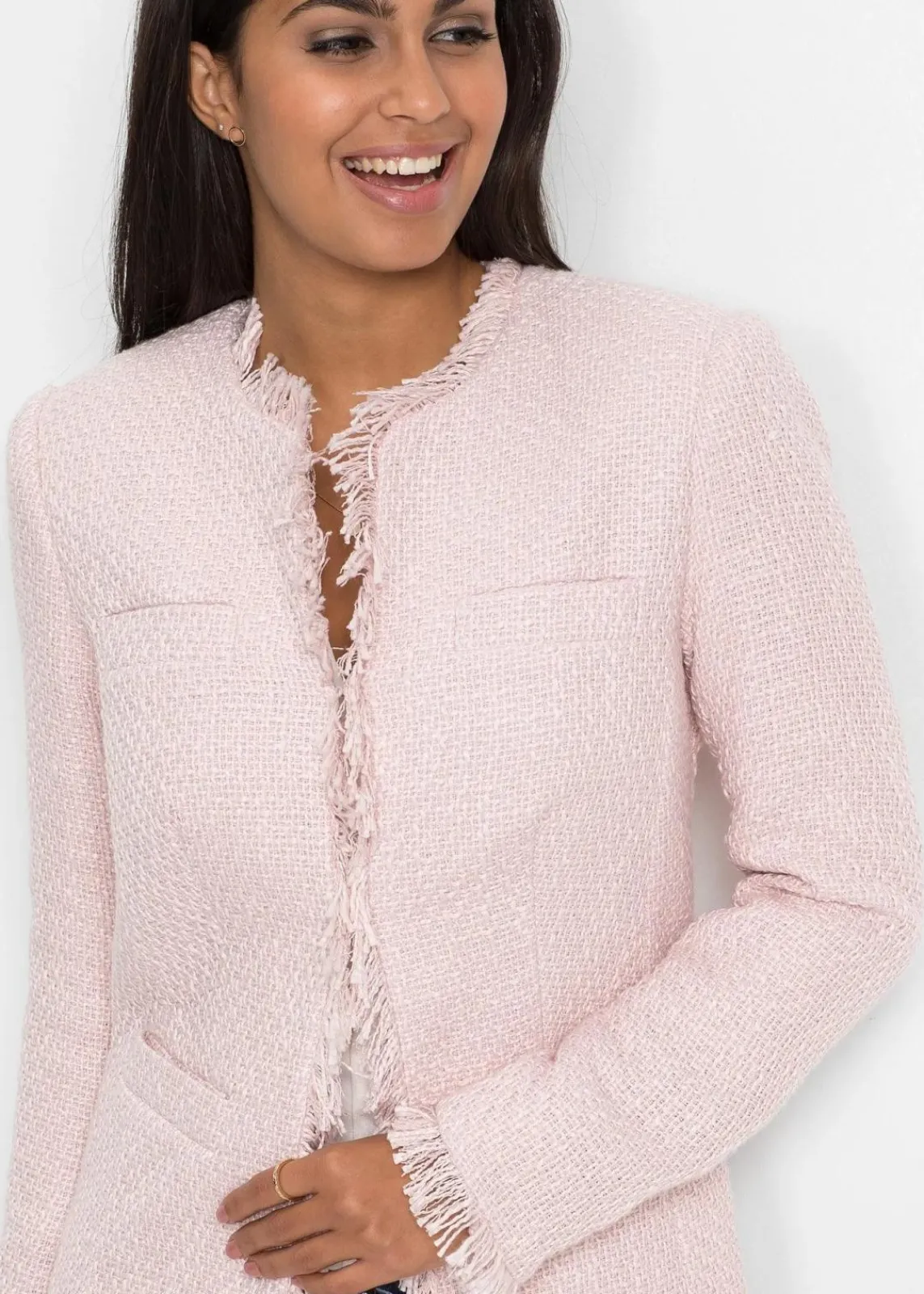 bonprix Blazer|Bouclé Longblazer hellrosa