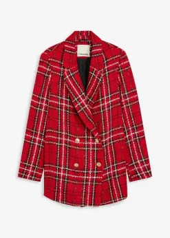bonprix Bekleidung·Basics|Zweiteiler & Sets|Bouclé-Blazer rot/schwarz kariert