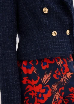 bonprix Bekleidung·Basics|Nachhaltigere Materialien|Bouclé-Blazer mit dekorativen Knöpfen dunkelblau