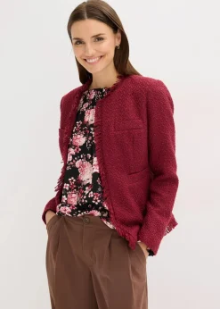 bonprix Jacken & Mäntel|Bekleidung·Hosen|Bouclé-Jacke rhododendronrot