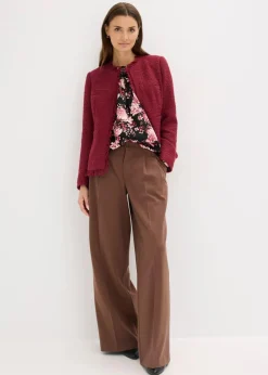 bonprix Jacken & Mäntel|Bekleidung·Hosen|Bouclé-Jacke rhododendronrot