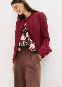 bonprix Jacken & Mäntel|Bekleidung·Hosen|Bouclé-Jacke rhododendronrot