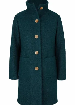 bonprix Bekleidung·Hosen|Nachhaltigere Materialien|Bouclé-Mantel mit Taschen petrolgrün